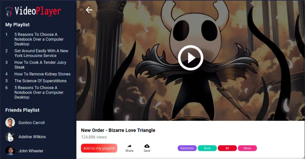 Videos Player exercise with CSS Grid