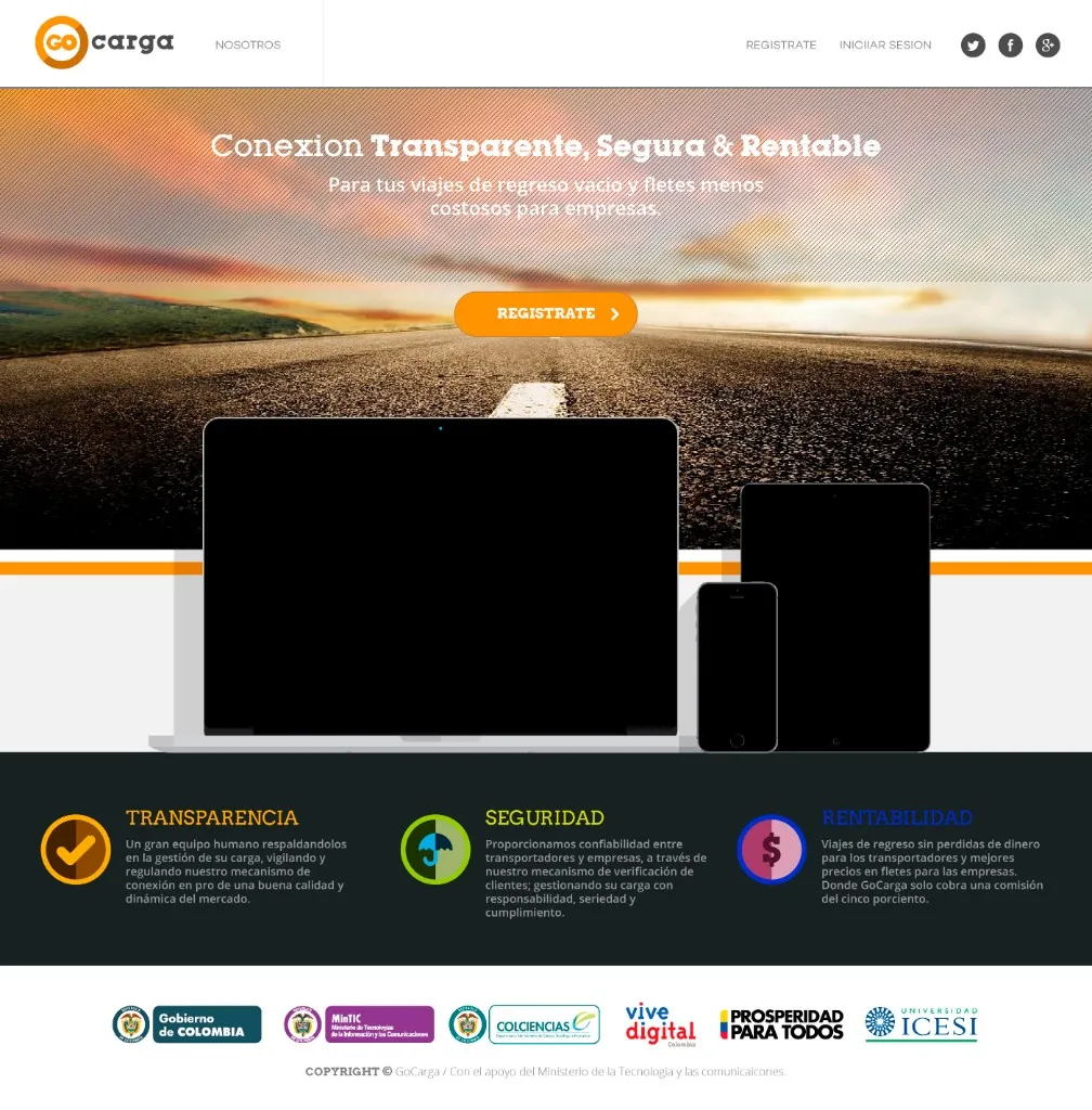 Prototipo de landing principal — Conexión transparente, segura y rentable