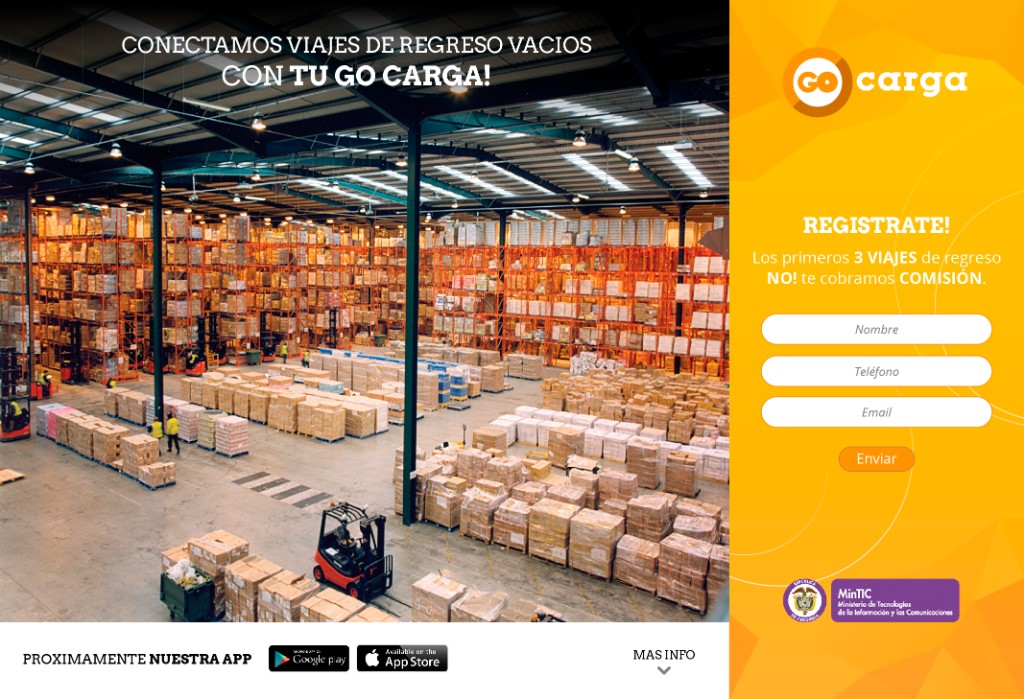 Landing prototype — We connect empty return trips, registration with 3 free trips incentive