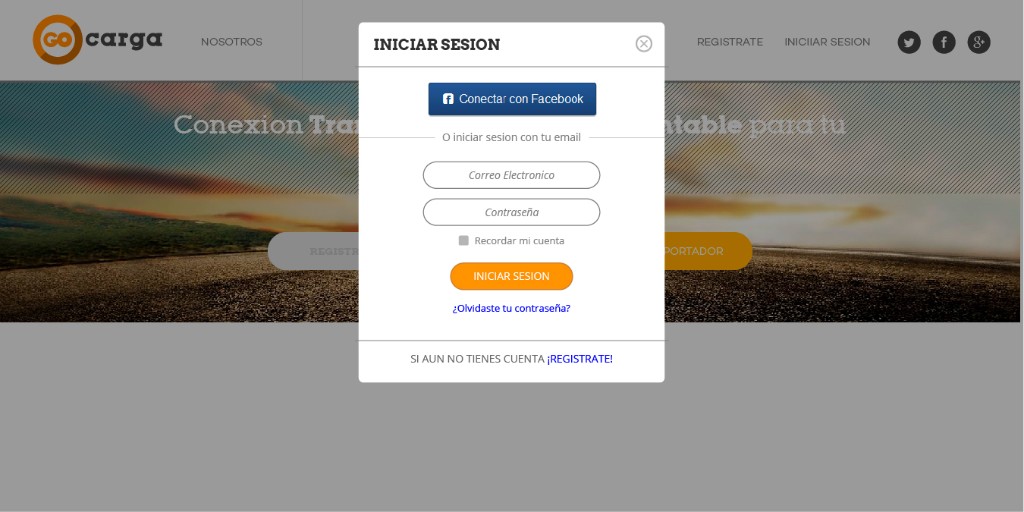 Login prototype — Connect with Facebook or email