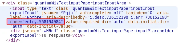 Inspecting form field names in browser DevTools